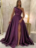A-line One Shoulder Purple Elegant Fashion Formal Long Evening Prom Dresses PD278