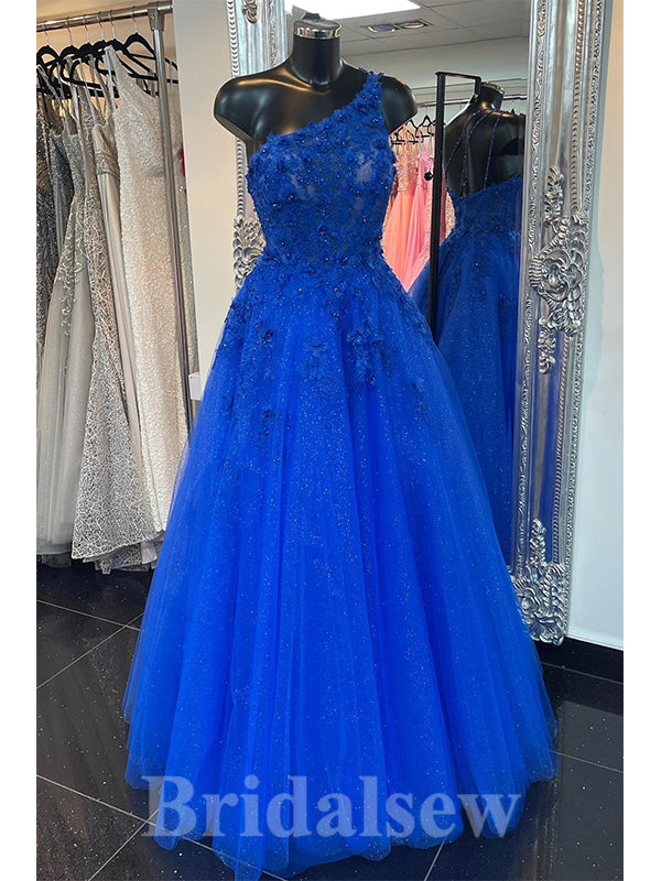 A-line One Shoulder Royal Blue Gorgeous Elegant Party Long Women Evening Prom Dresses PD878