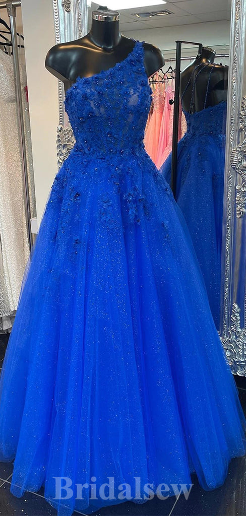 A-line One Shoulder Royal Blue Gorgeous Elegant Party Long Women Evening Prom Dresses PD878