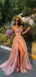 A-line Pink Modest Unique Elegant Gorgeous Evening Long Prom Dresses PD324