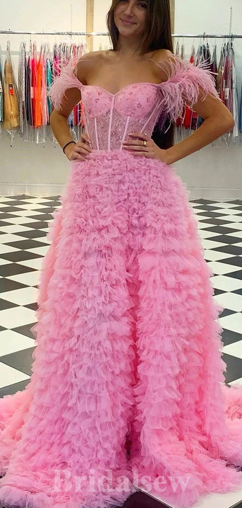 A-line Pink Modest Unique New Best Elegant Long Women Evening Prom Dresses PD858