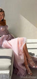 A-line Pink Stylish Fairy Tulle Modest Party Long Prom Dresses PD365