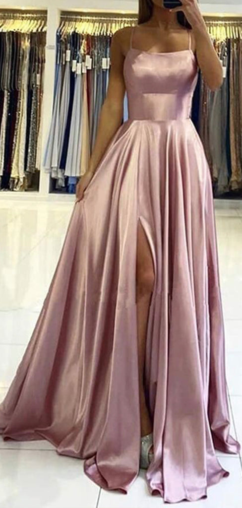 A-line Pink Stylish Modest Long Popular Evening Prom Dresses PD133