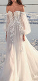 A-line Princess Gorgeous Beach Long Wedding Dresses Online WD080