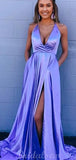A-line Purple Simple Cheap Long Modest Prom Dresses PD044