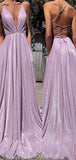 A-line Purple Sparkly Gorgeous Spaghetti Straps Prom Dresses PD059