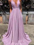 A-line Purple Sparkly Gorgeous Spaghetti Straps Prom Dresses PD059