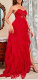 A-line Red Lace Tulle Modest Elegant Sexy Popular Long Party Evening Prom Dresses PD1277