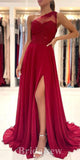 A-line Red One Shoulder Floor-Length Fashion Elegant Stylish Evening Long Prom Dresses PD1119