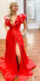 A-line Red Satin New Gorgeous Modest Stylish Long Women Party Evening Prom Dresses PD999