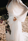 A-line Romantic Simple Long Sleeves Beach Wedding Dresses, Bridal Gowns WD093