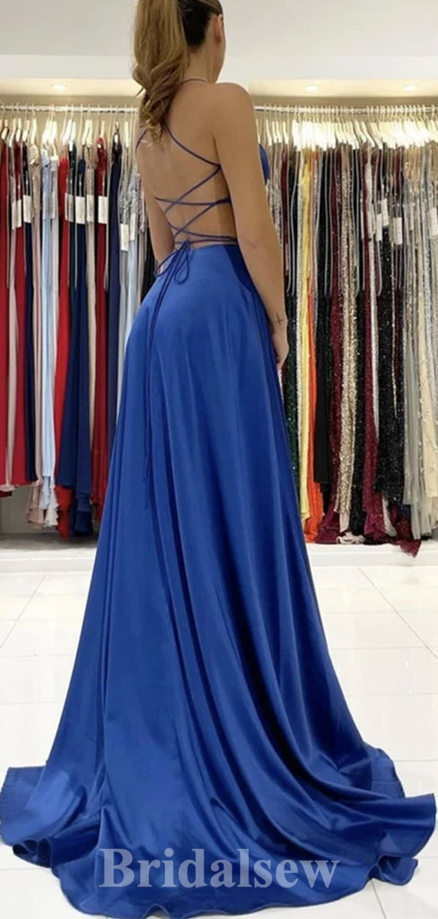 A-line Royal Blue Spaghetti Straps Best Simple Popular Elegant Long Evening Prom Dresses PD1209