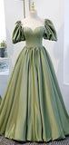 A-line Satin Ball Gown, Custom Real Made Formal Party Modest Long Prom Dresses PD175