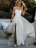 A-line Satin Elegant Garden Country Beach Vintage Long Wedding Dresses WD327