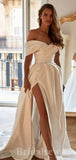A-line Satin Off Shoulder Plus Size Vintage Dream Beach Long Wedding Dresses WD519