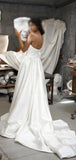 A-line Satin Simple Plus Size Vintage Garden Beach Long Wedding Dresses WD203