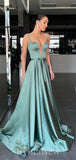 A-line Satin Spaghetti Straps Stylish New Long Women Evening Prom Dresses PD872
