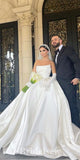 A-line Satin Strapless Gorgeous Vintage Dream Beach Long Wedding Dresses, Bridal Gown WD482