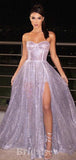 A-line Sequin Spaghetti Straps Unique Modest Elegant Sparkly Long Women Evening Prom Dresses PD809