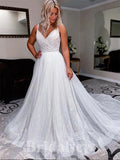 A-line Shiny Stunning Straps Princess Classy Fairy Beach Vintage Long Wedding Dresses WD338