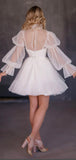 A-line Short Organza Long Sleeves Simple Beach Wedding Dresses WD151