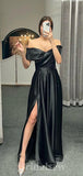 A-line Silver Red Champagne Black Simple Satin Long Women Evening Prom Dresses PD898