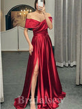 A-line Silver Red Champagne Black Simple Satin Long Women Evening Prom Dresses PD898