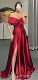 A-line Silver Red Champagne Black Simple Satin Long Women Evening Prom Dresses PD898