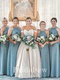 A-line Simple Floor-Length Chiffon Cheap Popular Long Formal Bridesmaid Dresses BD191