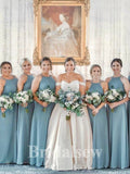 A-line Simple Floor-Length Chiffon Cheap Popular Long Formal Bridesmaid Dresses BD191