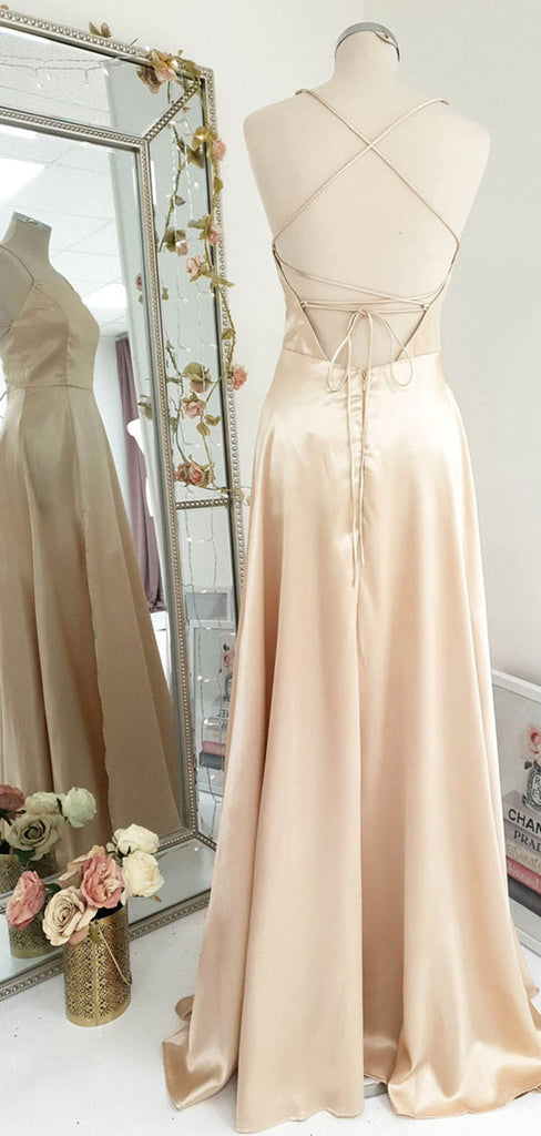 A-line Simple Light Champagne Stylish Elegant Modest Evening Long Prom bridalsew A-line Simple Light Champagne Stylish Elegant Modest Evening Long Prom bridalsew