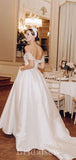 A-line Simple Satin Dream Fairy Lace Beach Vintage Long Wedding Dresses WD358