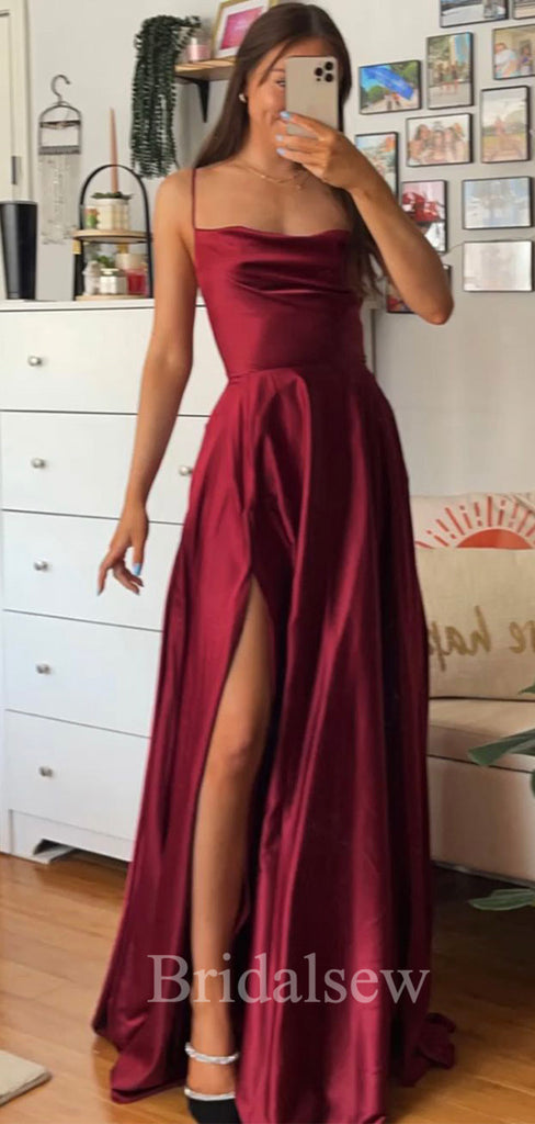 Burgundy satin discount formal dress