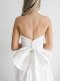 A-line Simple Strapless Satin Wedding Dress with Split, Bridal Gown WD146