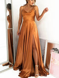 A-line Simple Unique Elegant Evening Popular Modest Long Prom Dresses PD458