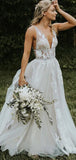A-line Sleeveless Beach Long Popular Garden Vintage Wedding Dresses WD279