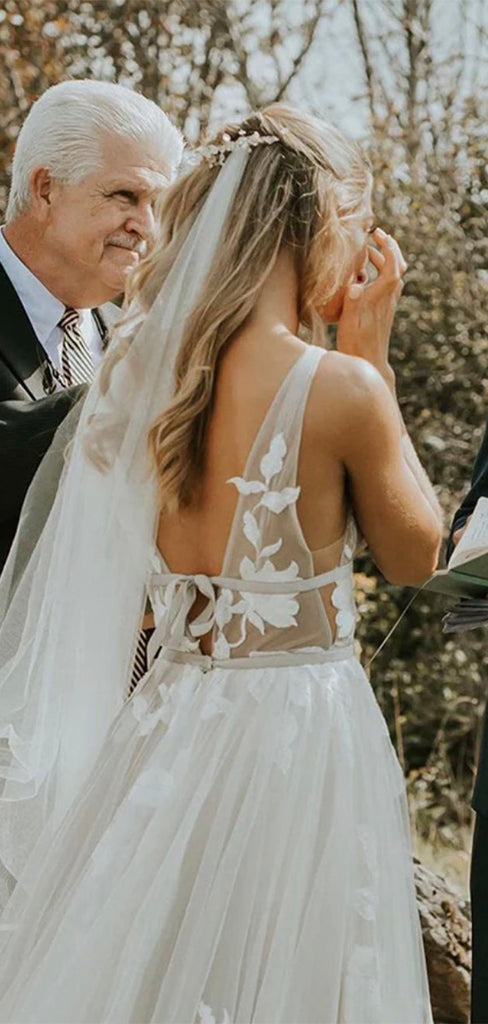 A-line Sleeveless Beach Long Popular Garden Vintage Wedding Dresses WD279