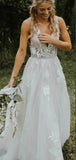 A-line Sleeveless Beach Long Popular Garden Vintage Wedding Dresses WD279