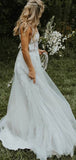 A-line Sleeveless Beach Long Popular Garden Vintage Wedding Dresses WD279