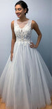 A-line Sleeveless Tulle Lace Gorgeous Beach Vintage Long Wedding Dresses WD147