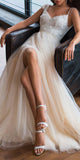 A-line Spaghetti Straps Boho Vintage Dream Beach Long Wedding Dresses WD252