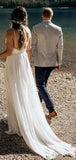 A-line Spaghetti Straps Fairy Lace Boho Beach Vintage Long Wedding Dresses WD287