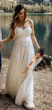 A-line Spaghetti Straps Fairy Lace Boho Beach Vintage Long Wedding Dresses WD287