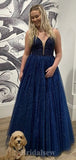 A-line Spaghetti Straps Glitter New Modest Elegant Long Party Evening Prom Dresses PD1325