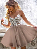A-line Spaghetti Straps Lace Short Homecoming Dresses HD009