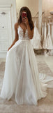 A-line Spaghetti Straps Lace Vintage Modest Wedding Dresses WD024