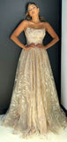 A-line Spaghetti Straps Modest Princess Elegant Party Long Women Evening Prom Dresses PD806