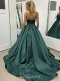 A-line Spaghetti Straps Satin Prom Gown, Long Party Evening Prom Dresses PD1335