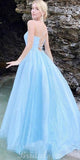 A-line Spaghetti Straps Sequin Light Blue Sparkly Fashion Prom Dresses PD012