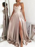 A-line Spaghetti Straps Simple Elegant Long Prom Dresses, Formal Evening Dress PD272